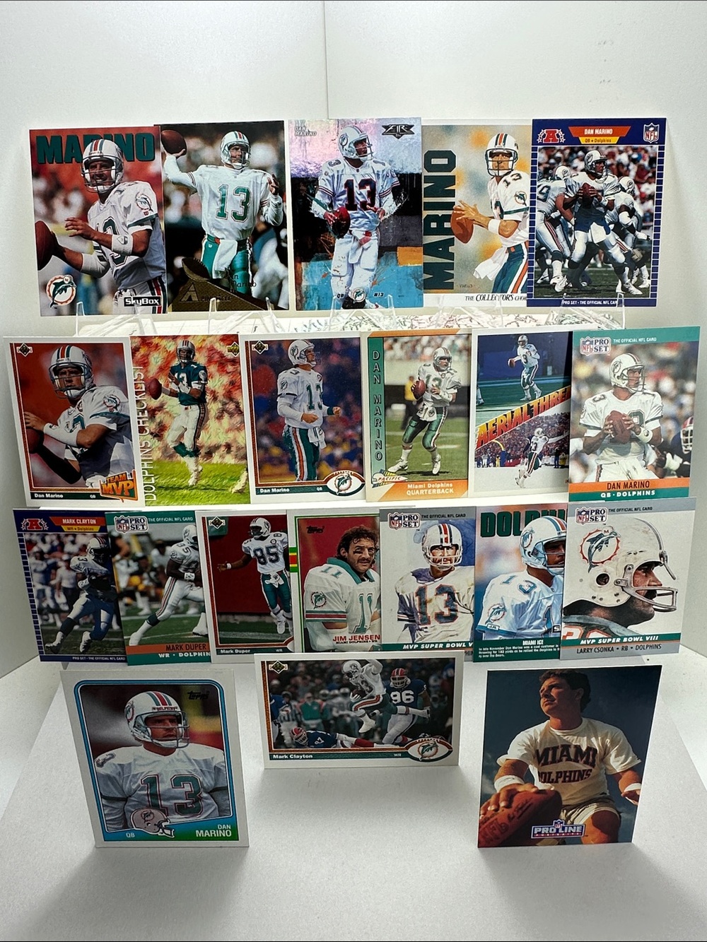 Dan Marino Dolphins Vintage 21 card lot + Larry Czonka/Mark Duper/Mark Clayton